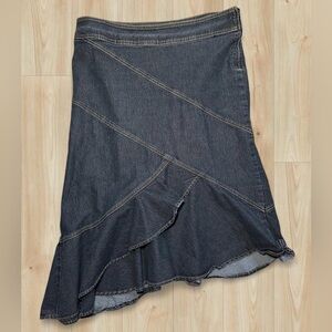 Bisou Bisou Dark Blue Denim Midi Skirt